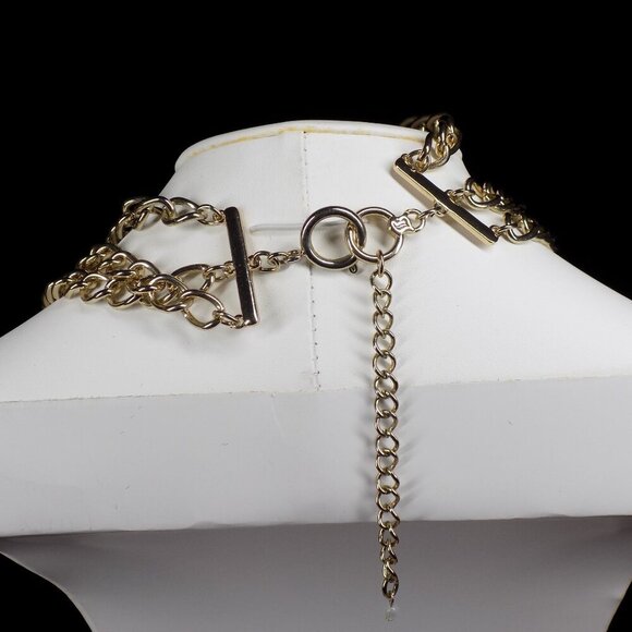Vintage Juicy Couture Necklace Chunky 3 Row Clear Crystals Gold-tone Y2K Rare - Picture 6 of 10